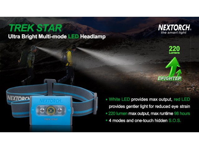 Naglavna svetilka NEXTORCH Trak star - modra