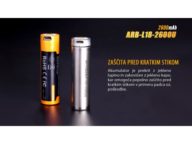 Polnilna baterija FENIX 18650 ARB-L18 2600U - Micro USB