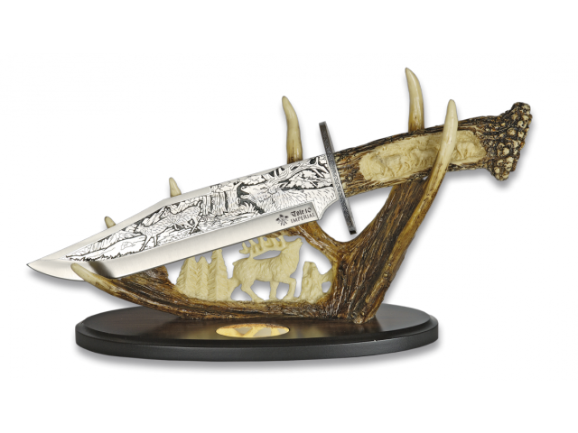 Hunting knife on stand - imitation antlers
