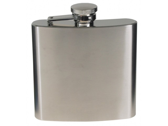 Hip Flask, Stainless Steel, chrome matt, 6 OZ, 170 ml