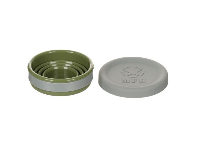 Folding Cup, with lid, Silicone, OD green, 200 ml