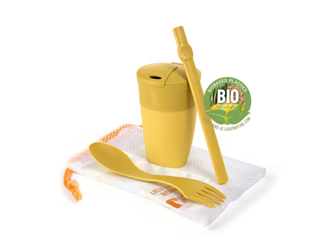 Set LIGHT MY FIRE ReKit BIO: tazza, spork, cannuccia - Gialla