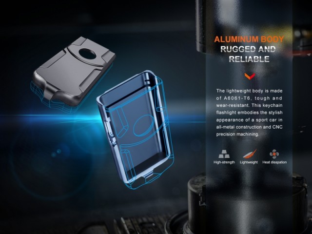 Mini rechargeable flashlight FENIX E03R V2.0 keychain - 500 lm