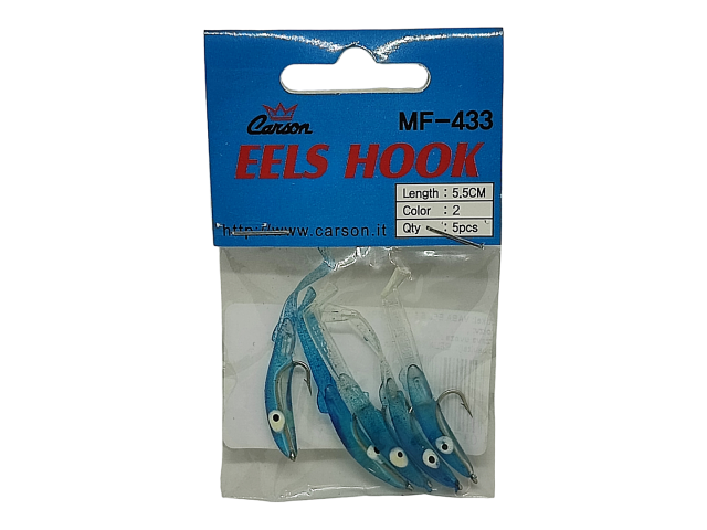 Silikonske vabe CARSON EELS HOOK - plavo/prozirne