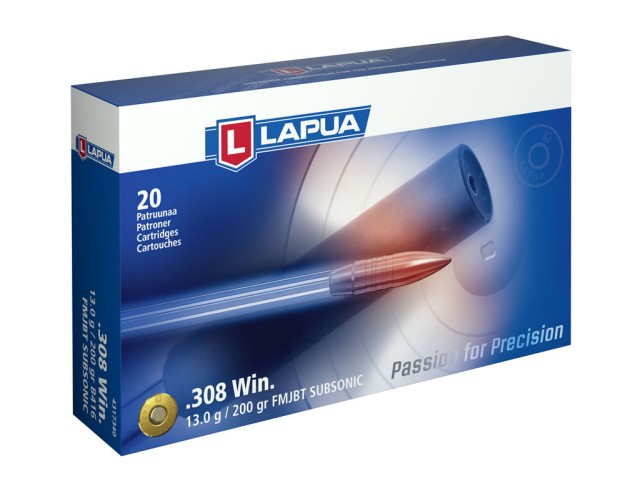 Cartuccia LAPUA 308 WIN FMJBT SUBSONIC 13g/200gr