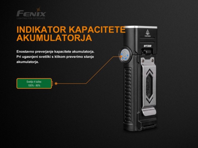 Work flashlight FENIX WT20R rechargeable - 400 lumens