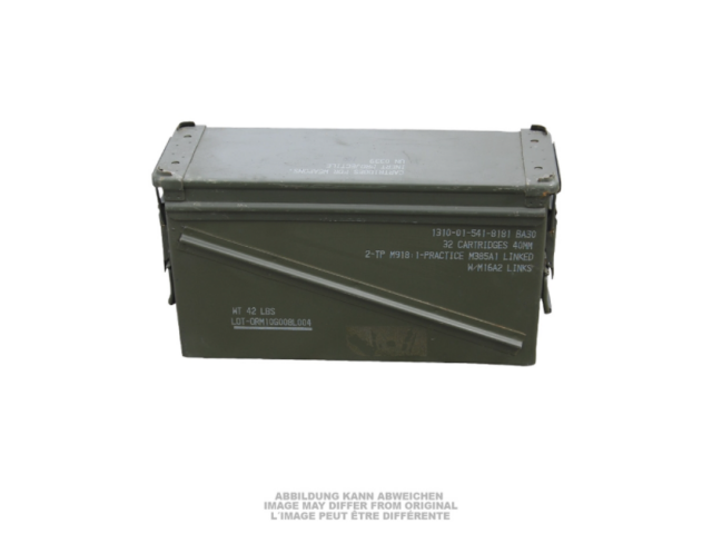 Rabljena metalna kutija za streljivo US LG 40MM METAL AMMO BOX USED - 44 x 25 x 14 cm