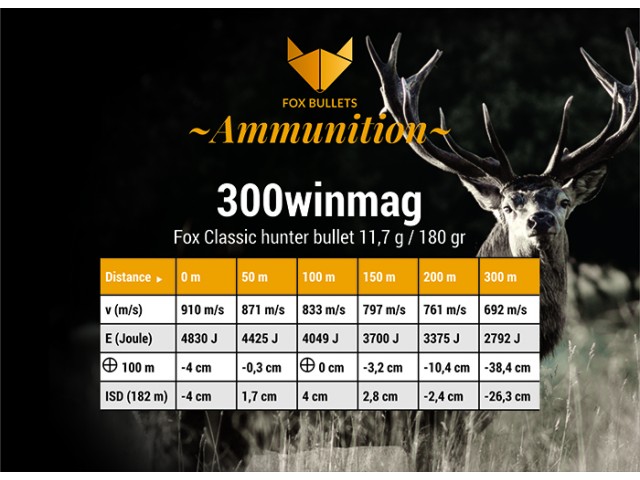 Naboj FOX BULLETS 300 win mag - 11,7g/180gr