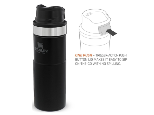 Termo lonček z enoročnim odpiranjem STANLEY Travel mug 0,473 l- črn