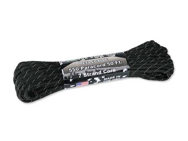 Vrvica ATWOOD ROPE Paracord 550 Reflective - crna 15,24m/50ft
