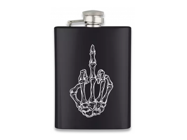 Flask ALBAINOX Middle finger skull - 8oz (2,3dcl)