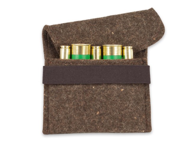 Combined ammunition case HUETTER felt - brown (3 bullets + 2 shots)