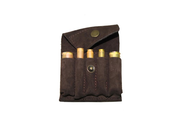Custodia per munizioni combinata HUETTER in pelle - marrone (3 proiettili + 2 cartucce)