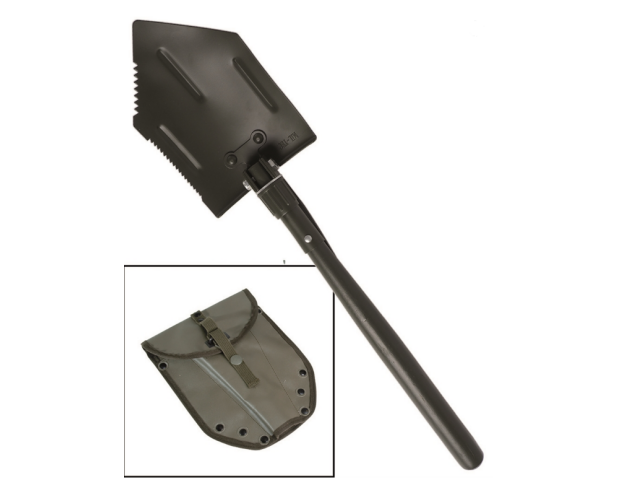 Pala pieghevole MIL-TEC manico in legno con fodero