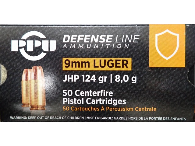 Naboj PPU Defense line 9x19 -124gr/8,0g
