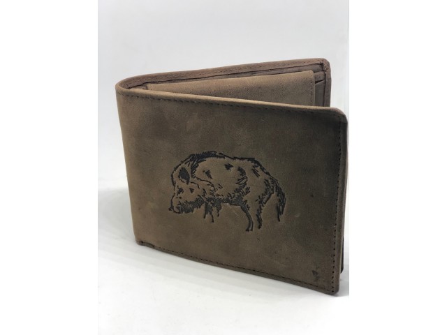 Wallet with wild boar embossing