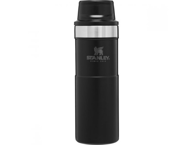 Termo lonček z enoročnim odpiranjem STANLEY Travel mug 0,473 l- črn