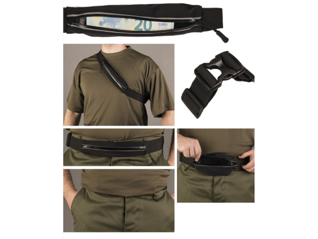 Black LYCRA® MONEY BELT