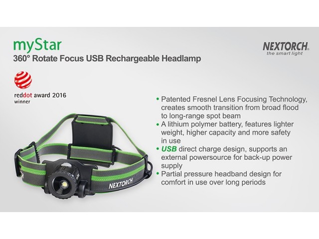 Prednja svjetiljka NEXTORCH myStar CRNA - punjiva
