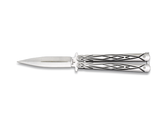 Coltello butterfly Albainox argento righe