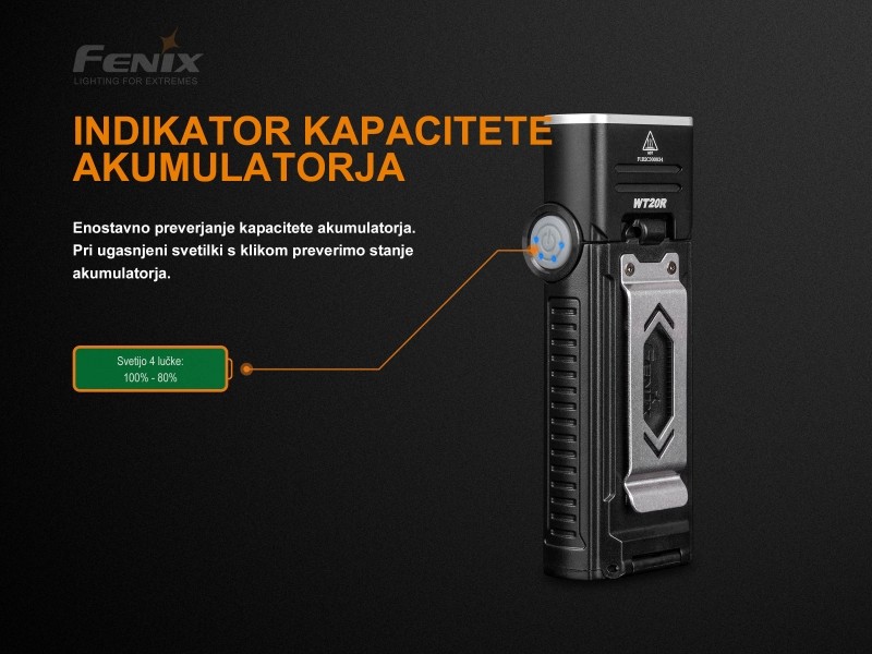 Work flashlight FENIX WT20R rechargeable - 400 lumens
