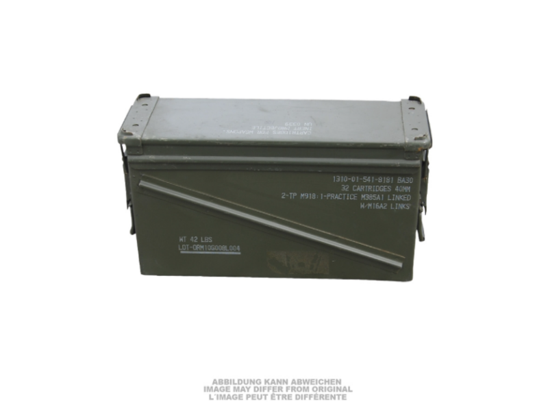 Rabljena kovinska škatla za strelivo US LG 40MM METAL AMMO BOX USED - 44 x 25 x 14 cm