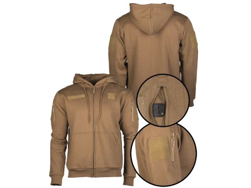 MIL TEC tactical hoodie with zipper coyote