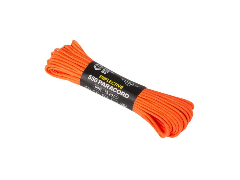 Vrpca ATWOOD ROPE ˝Paracord 550 Reflective˝ - narančasta 15,24m/50ft