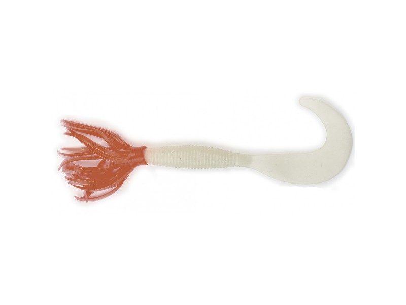 Esca in silicone BEHR Twister bianco/rosso - si illumina al buio / 5 pezzi