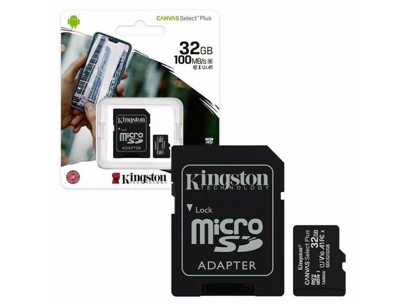 Spominska kartica KINGSTON 32GB SDHC micro C10 z adapterjem, bere 100MB/s