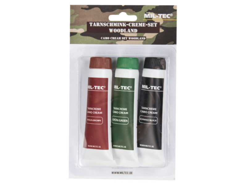 Colori mimetici MILTEC WOODLAND CAMO FACE PAINT SET - 3 colori