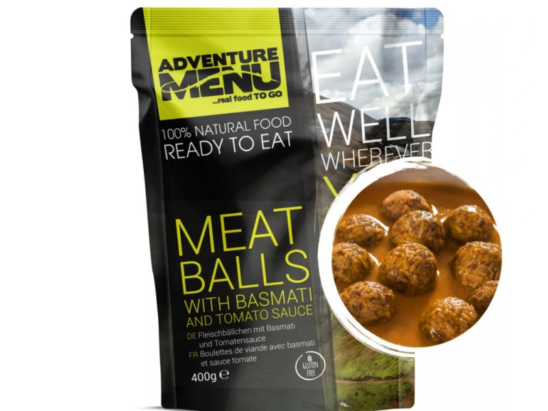 Obrok ADVENTURE MENU Mesne kroglice z basmati rižem in paradižnikovo omako - 400g