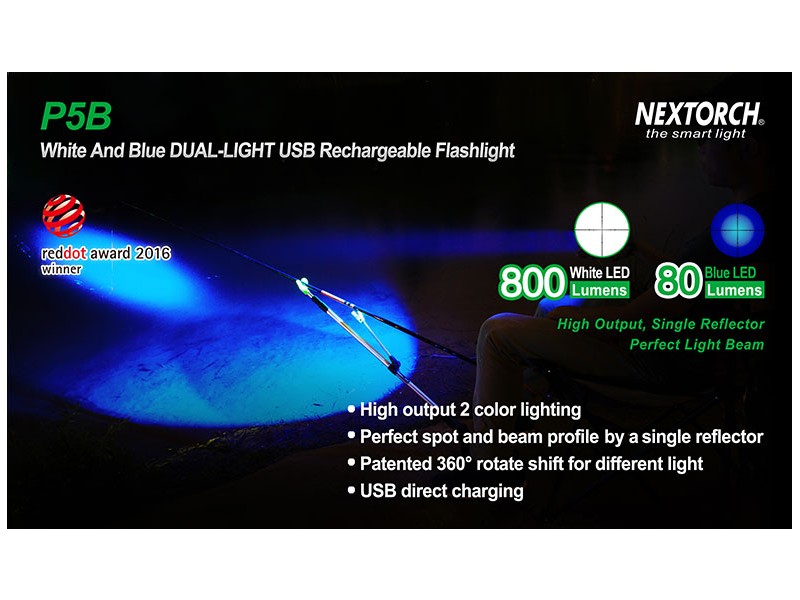 Svetilka NEXTORCH P5B - polnilna (krvna sled - modra svetloba)