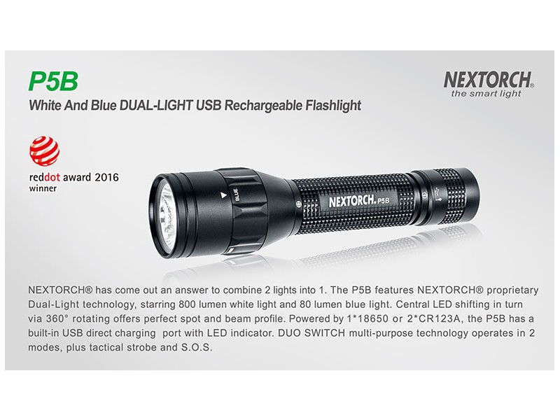 NEXTORCH P5B - wiederaufladbare Lampe (Blutspur - blaues Licht)