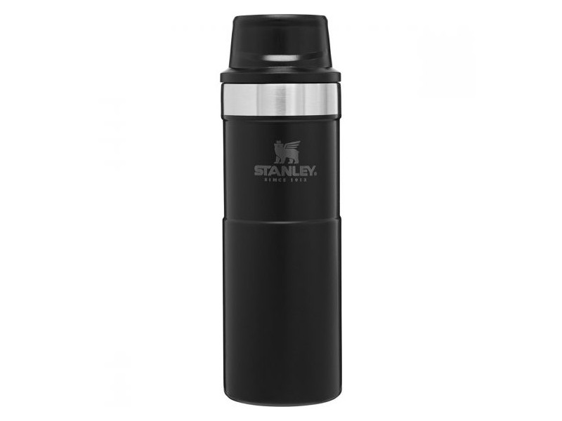 Termo lonček z enoročnim odpiranjem STANLEY Travel mug 0,473 l- črn