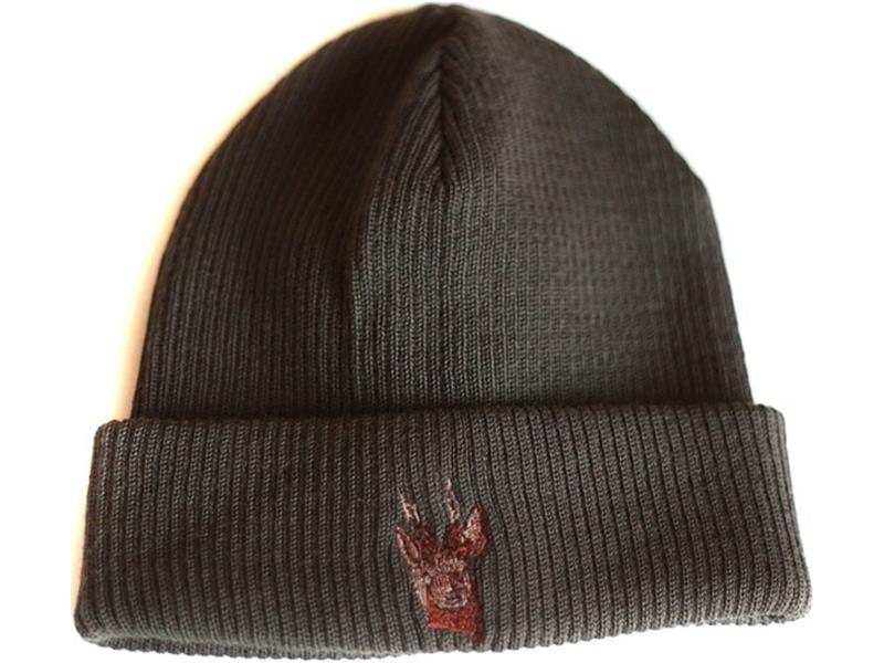Cappello da caccia con bordo arrotolato e motivo di cervo 