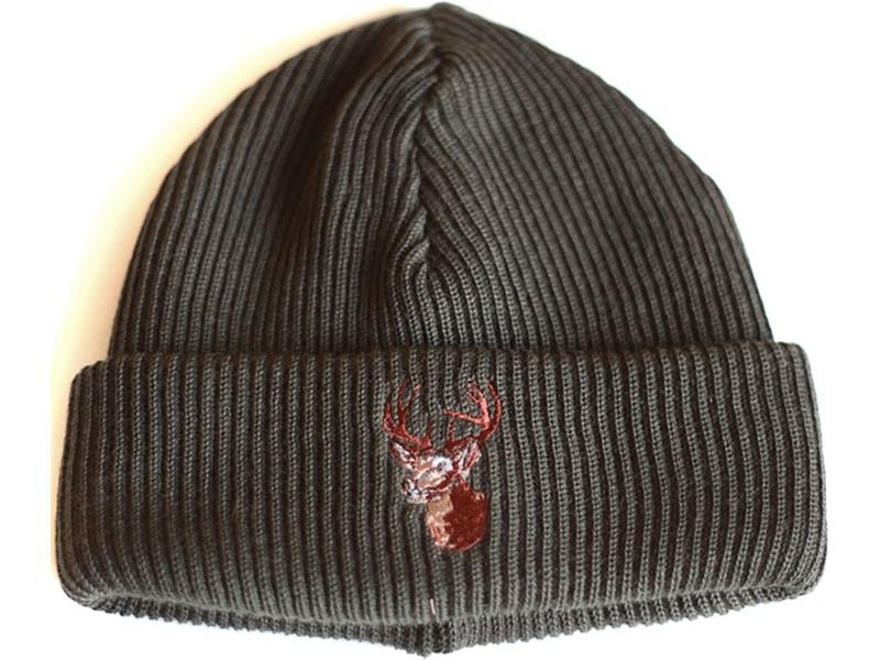 Hunter's hat with a folded edge and the motif of a deer